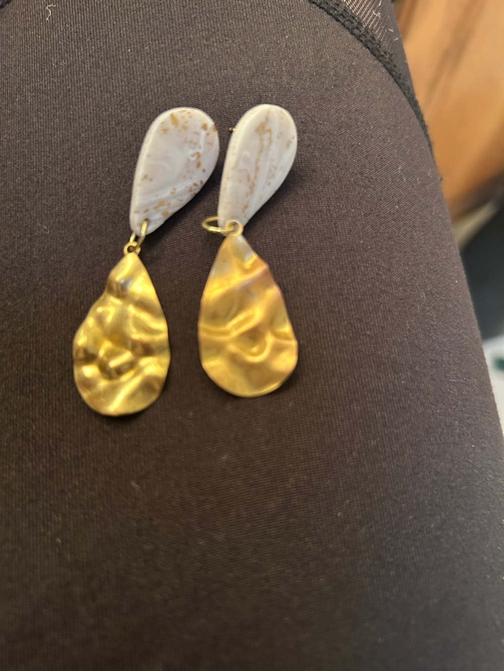 Dangle earrings hammered metal look